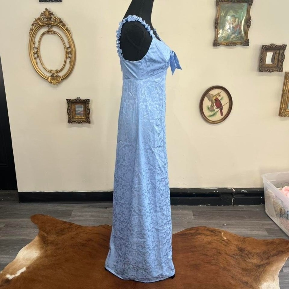 Show Me Your Mumu Blue Floral Dress with Ruffle Straps & Front Slit - Picture 2 of 5